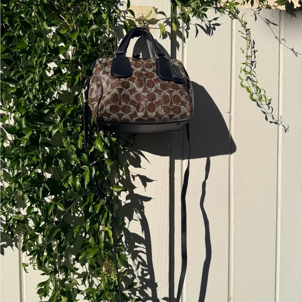 Coach Black and Brown Signature Satchel - Picture 3 of 8